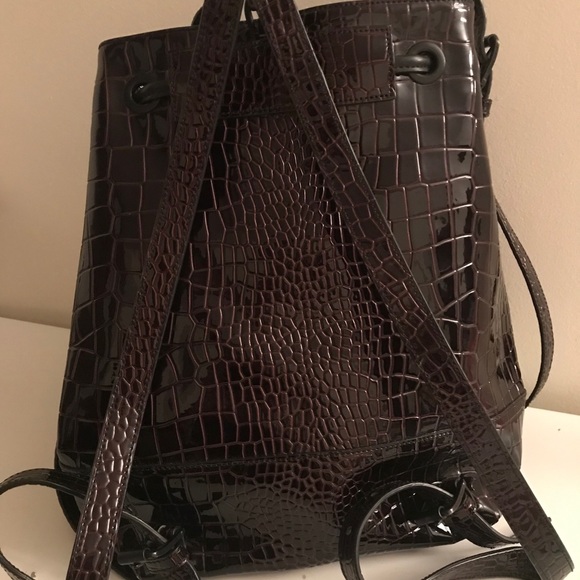 Opening Ceremony Dark Brown Croc-Embossed Backpack main image 6